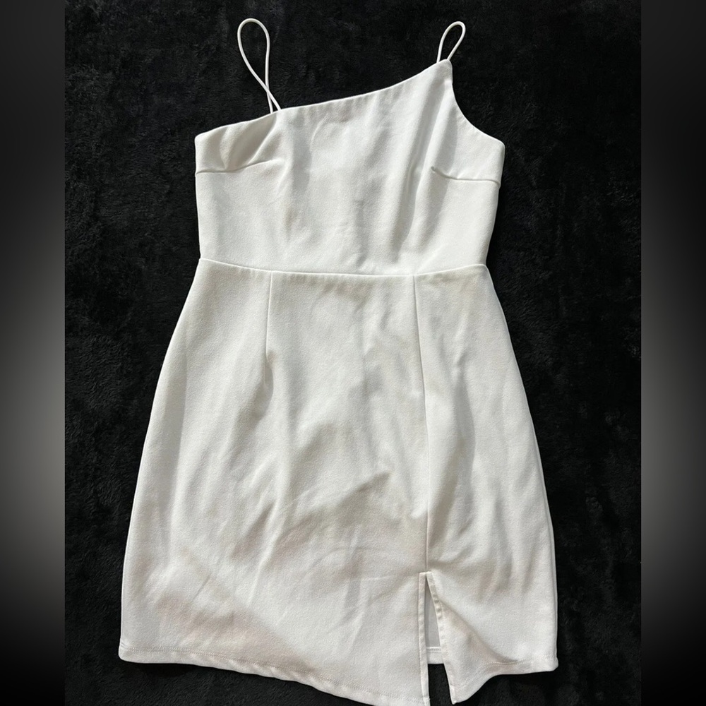 Lulus Party for Two Ivory‎ Asymmetrical Bodycon Mini Dress White Size Medium